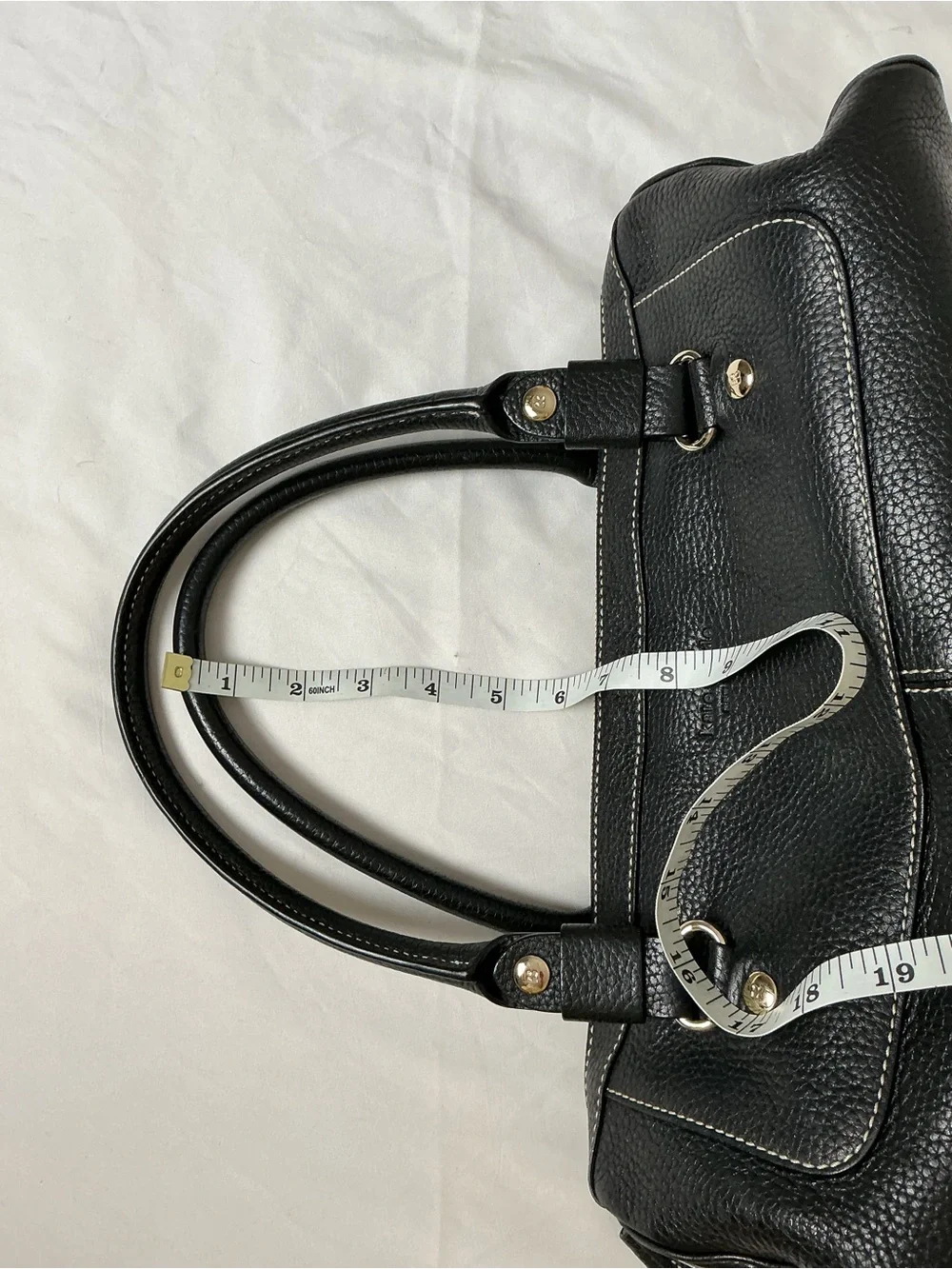 Vintage Kate Spade Black Pebbled Leather Satchel Zebra Lining Contrast Stitch